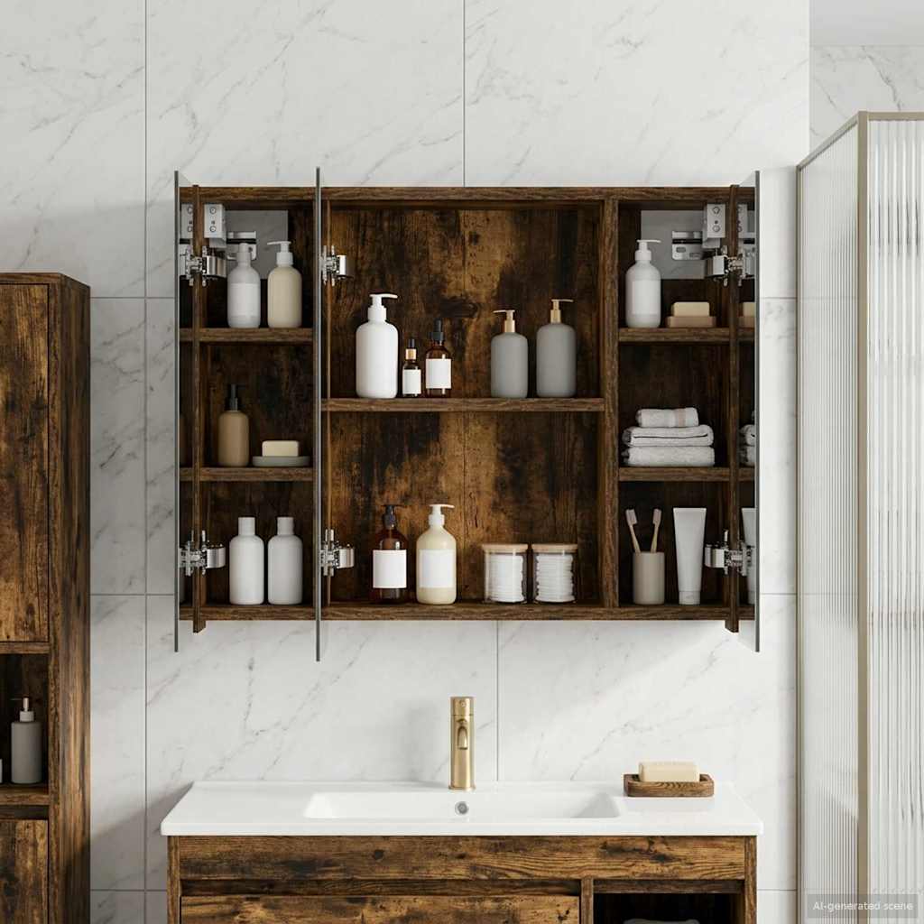 Kylpyhuoneen Peilikaappi Savupähkinä 60 x 14,5 x 50 cm