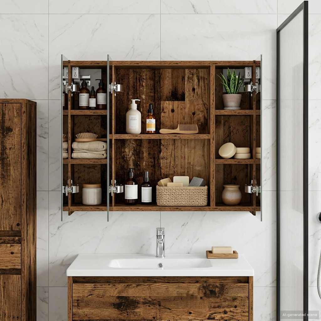 Kylpyhuoneen Peilikaappi Vanha puu 60 x 14,5 x 50 cm