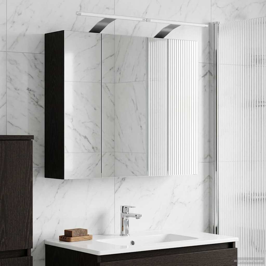 Kylpyhuoneen Peilikaappi Musta tammi. 60 x 14,5 x 50 cm