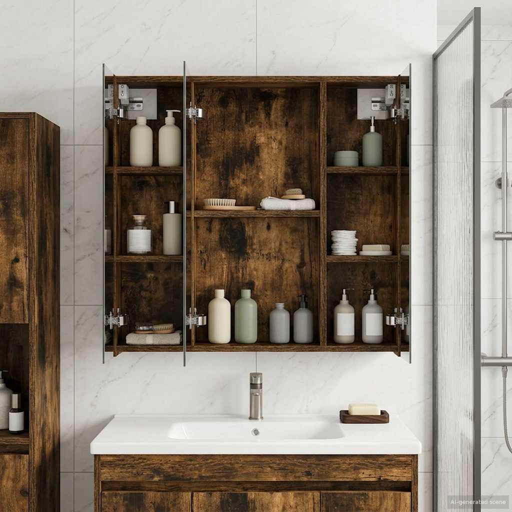 Kylpyhuoneen Peilikaappi Savupähkinä 70 x 14,5 x 70 cm