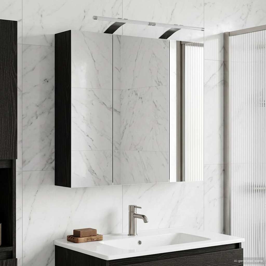 Kylpyhuoneen Peilikaappi Musta tammi. 70 x 14,5 x 70 cm