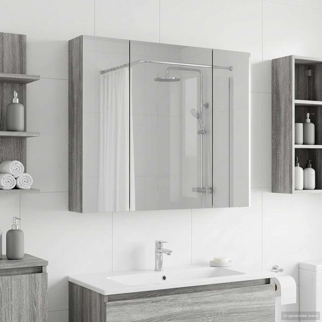 Kylpyhuoneen Peilikaappi ovella Harmaa Sonoma 80 x 14.5 x 70 cm