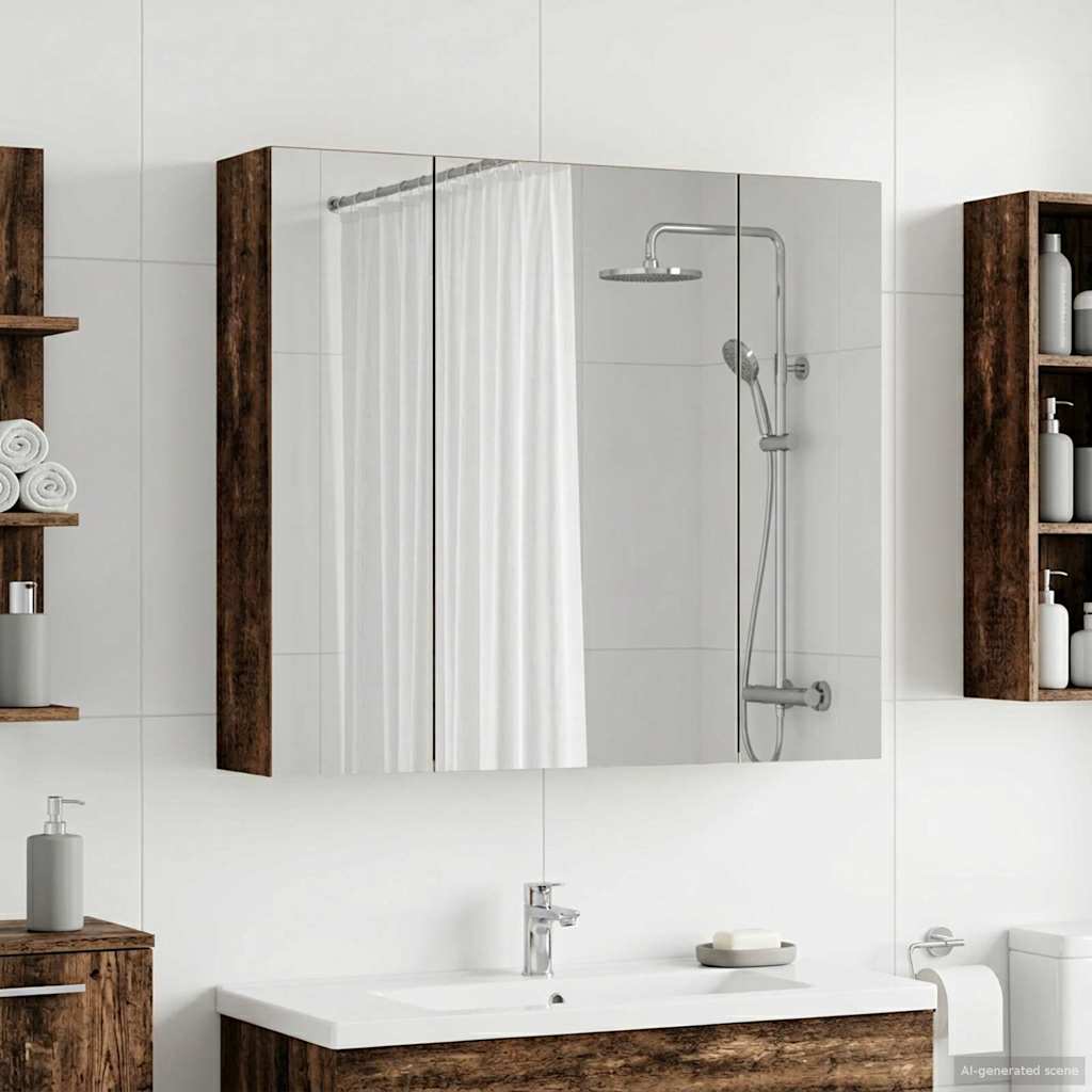 Kylpyhuoneen Peilikaappi hyllyllä Vanha puu 80 x 14.5 x 70 cm