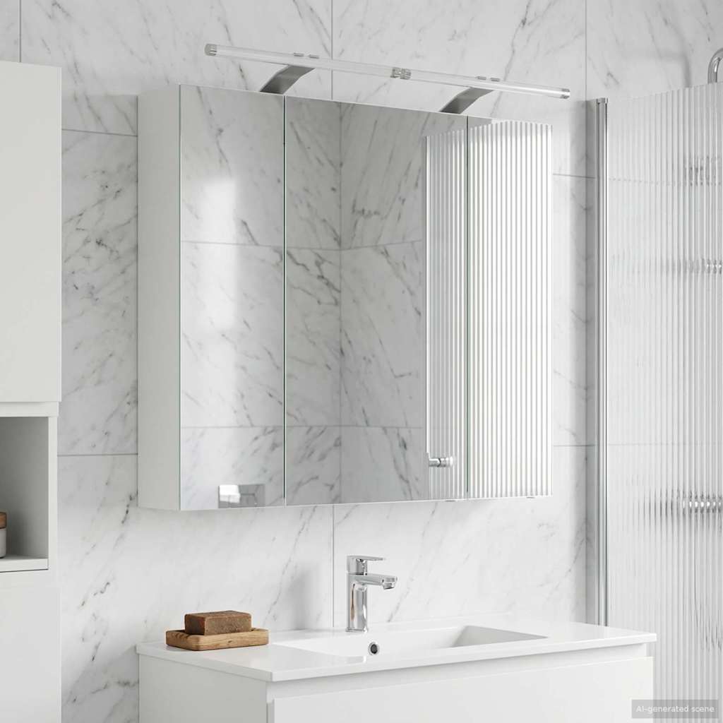 Kylpyhuoneen Peilikaappi hyllyllä Valkoinen 80 x 14.5 x 70 cm