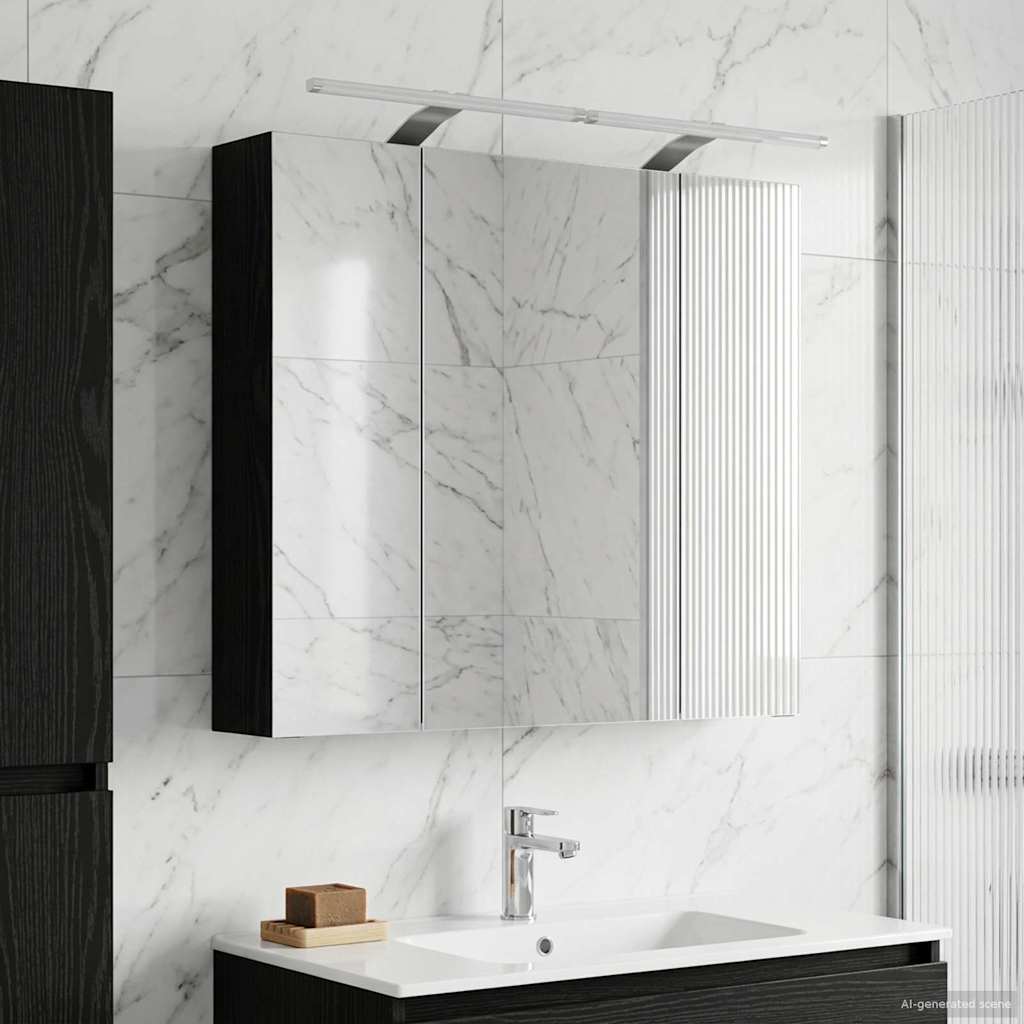 Kylpyhuoneen Peilikaappi ovella Musta tammi. 80 x 14.5 x 70 cm