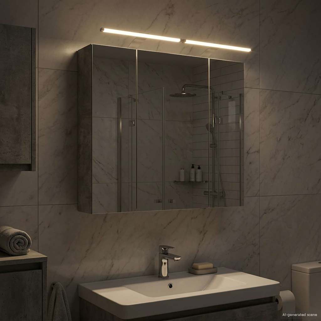 Kylpyhuoneen Peilikaappi ovella Betoni Harmaa 80 x 14.5 x 70 cm