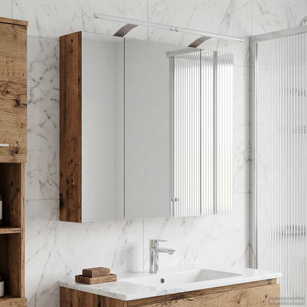 Kylpyhuoneen Peilikaappi hyllyllä Vanha puu 80 x 14.5 x 70 cm