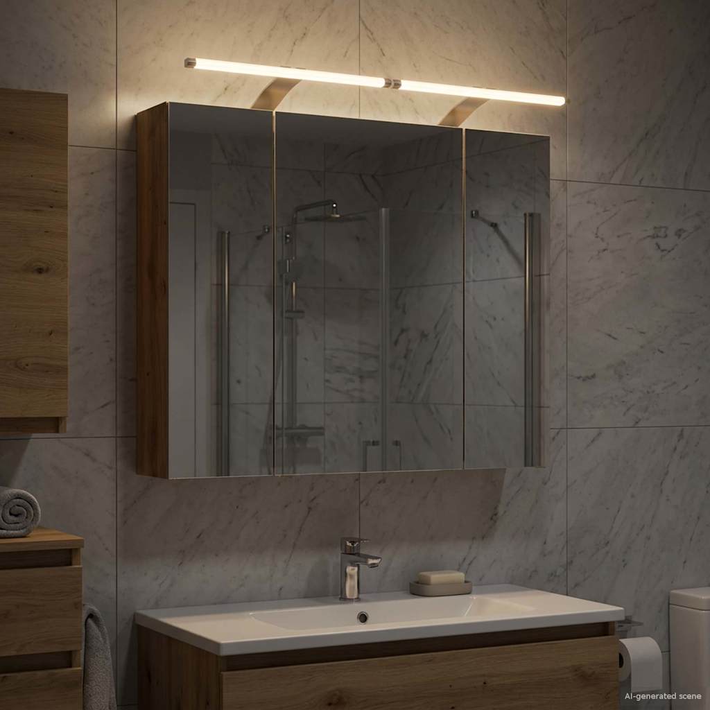 Kylpyhuoneen Peilikaappi hyllyllä Taidekoivu 80 x 14.5 x 70 cm