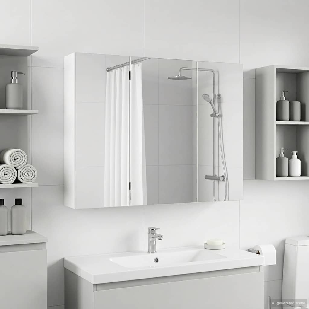 Kylpyhuoneen Peilikaappi hyllyllä Valkoinen 100 x 14,5 x 70 cm