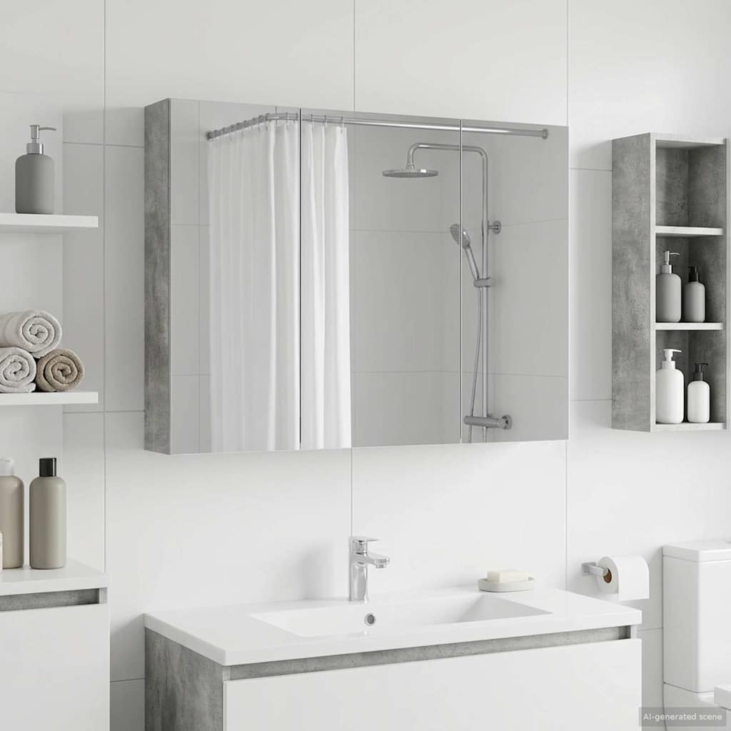 Kylpyhuoneen Peilikaappi Betoni Harmaa 100 x 14,5 x 70 cm