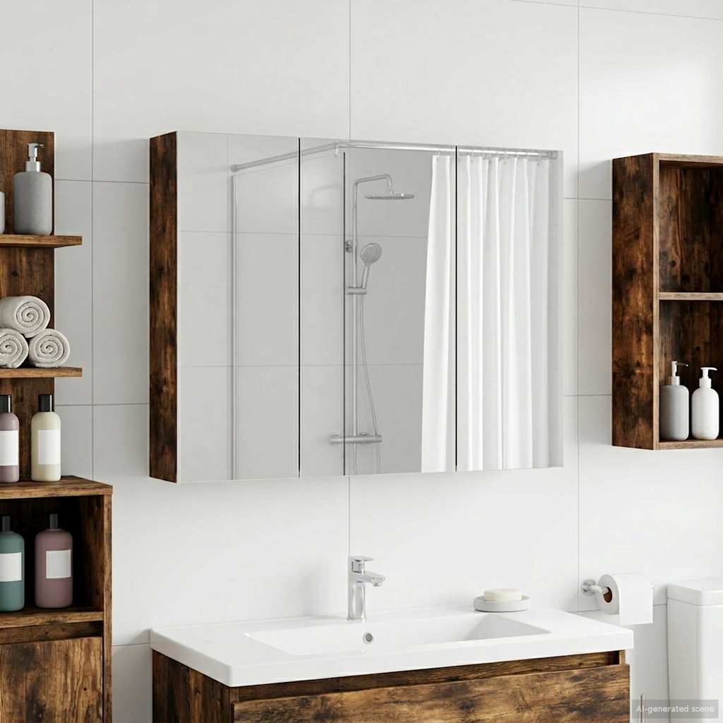 Kylpyhuoneen Peilikaappi ovella Savupähkinä 100 x 14,5 x 70 cm