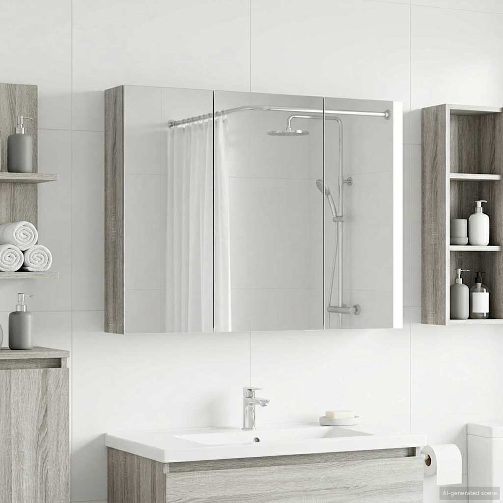 Kylpyhuoneen Peilikaappi Harmaa Sonoma 100 x 14,5 x 70 cm