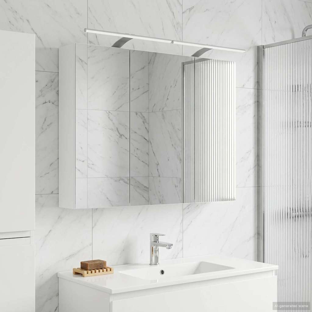 Kylpyhuoneen Peilikaappi hyllyllä Valkoinen 100 x 14,5 x 70 cm