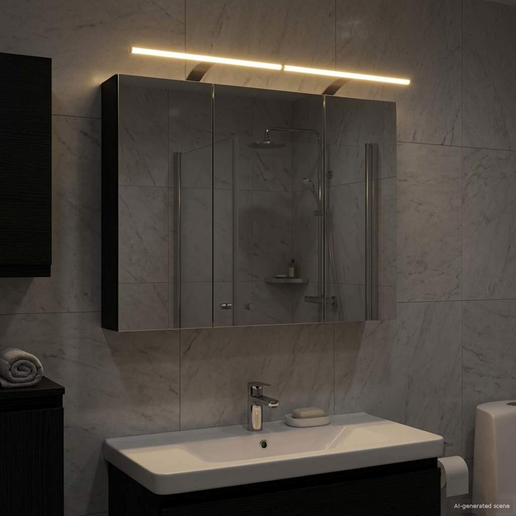 Kylpyhuoneen Peilikaappi ovella Musta tammi. 100 x 14,5 x 70 cm