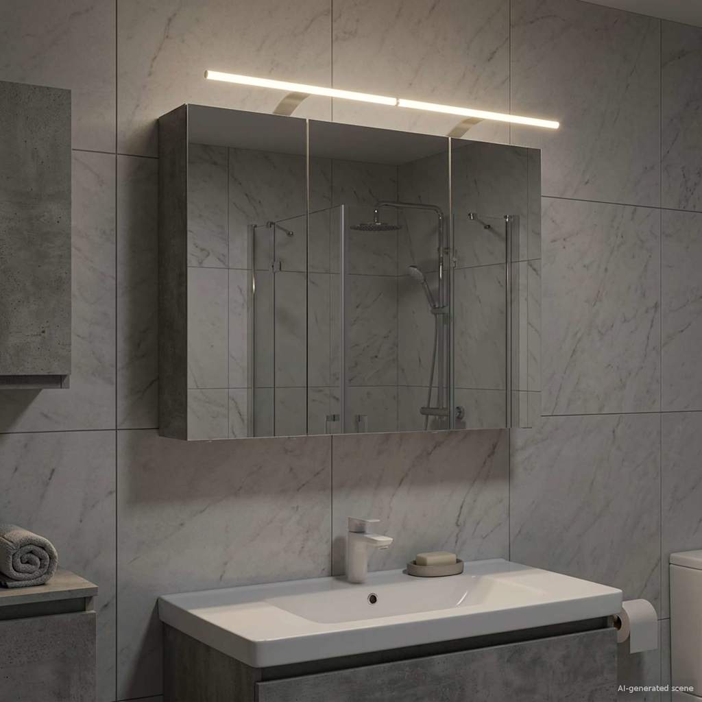 Kylpyhuoneen Peilikaappi Betoni Harmaa 100 x 14,5 x 70 cm