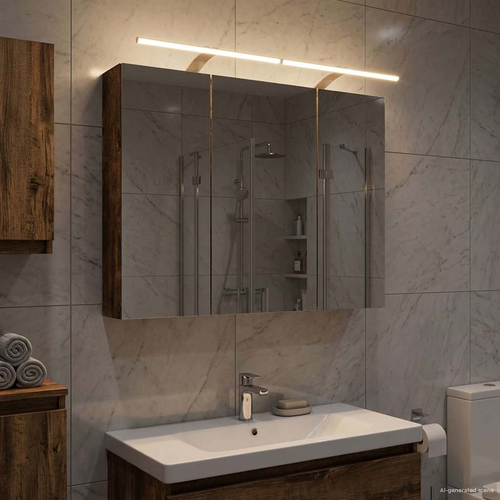 Kylpyhuoneen Peilikaappi ovella Savupähkinä 100 x 14,5 x 70 cm