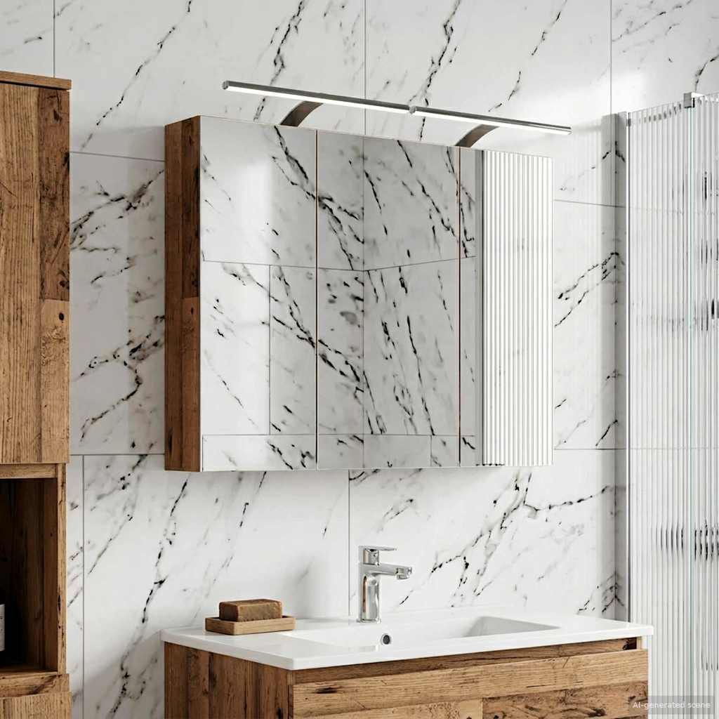 Kylpyhuoneen Peilikaappi hyllyllä Vanha puu 100 x 14,5 x 70 cm