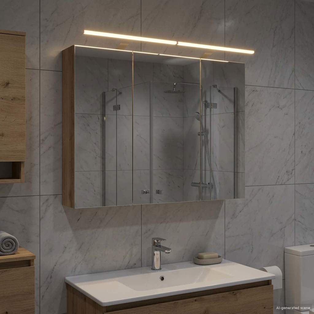 Kylpyhuoneen Peilikaappi hyllyllä Taidekoivu 100 x 14,5 x 70 cm