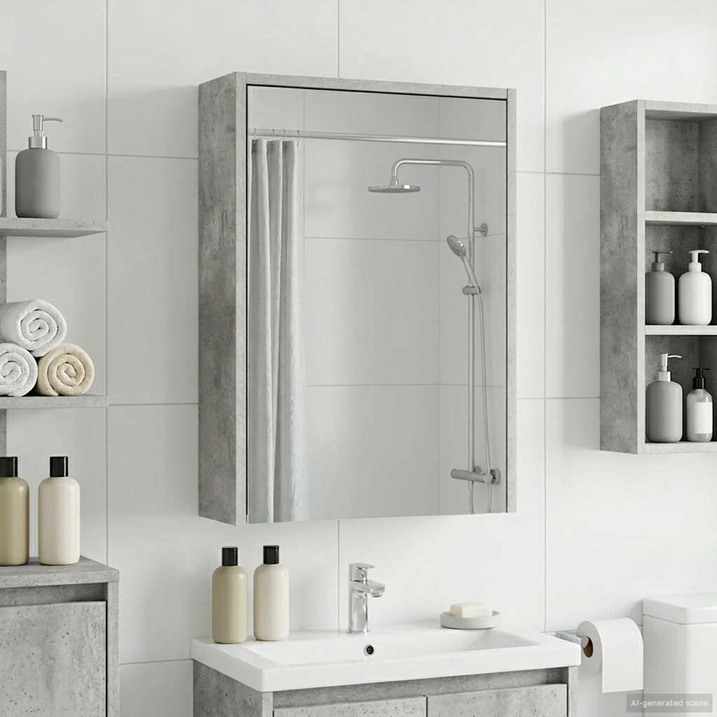 Kylpyhuoneen Peilikaappi ovella Betoni Harmaa 43 x 16 x 62,5 cm