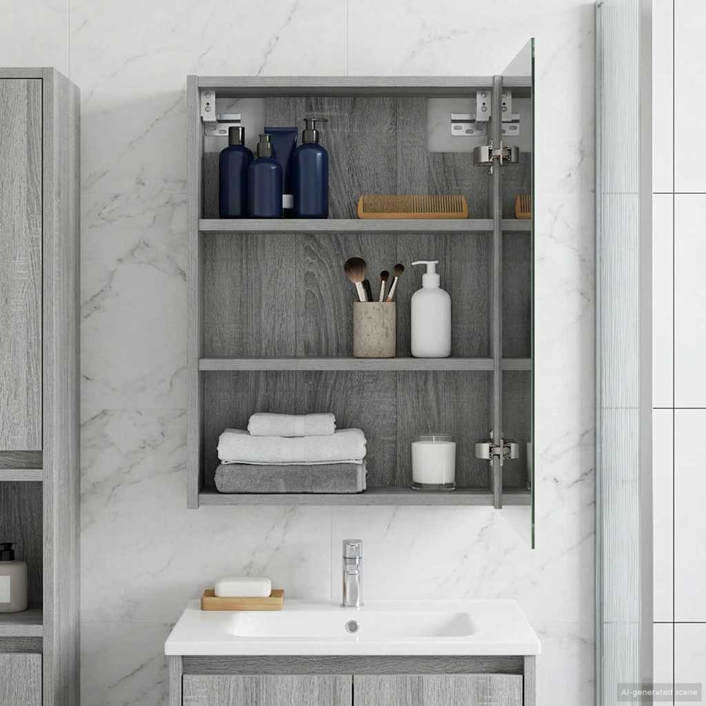 Kylpyhuoneen Peilikaappi ovella Harmaa Sonoma 43 x 16 x 62,5 cm