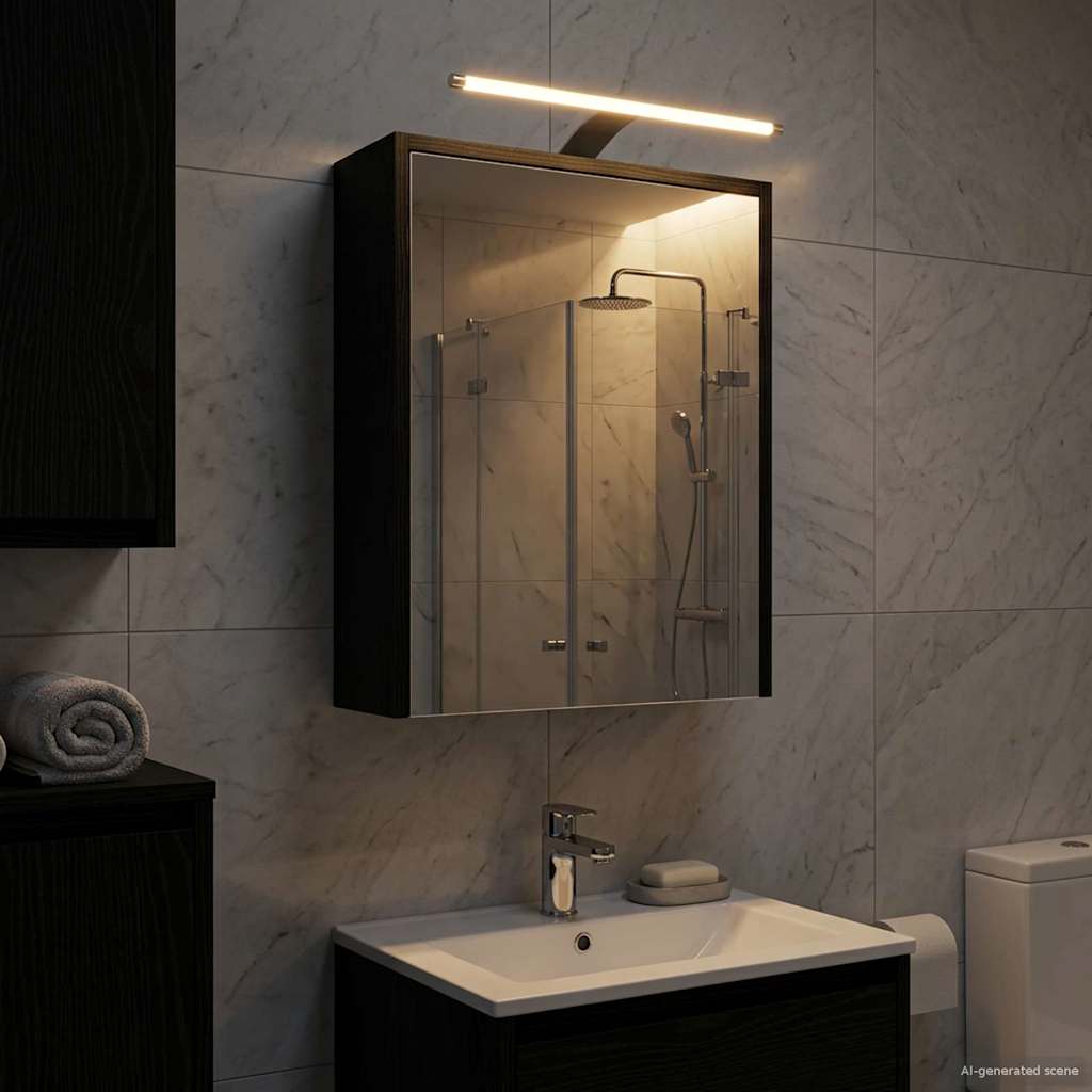 Kylpyhuoneen Peilikaappi ovella Musta tammi. 43 x 16 x 62,5 cm