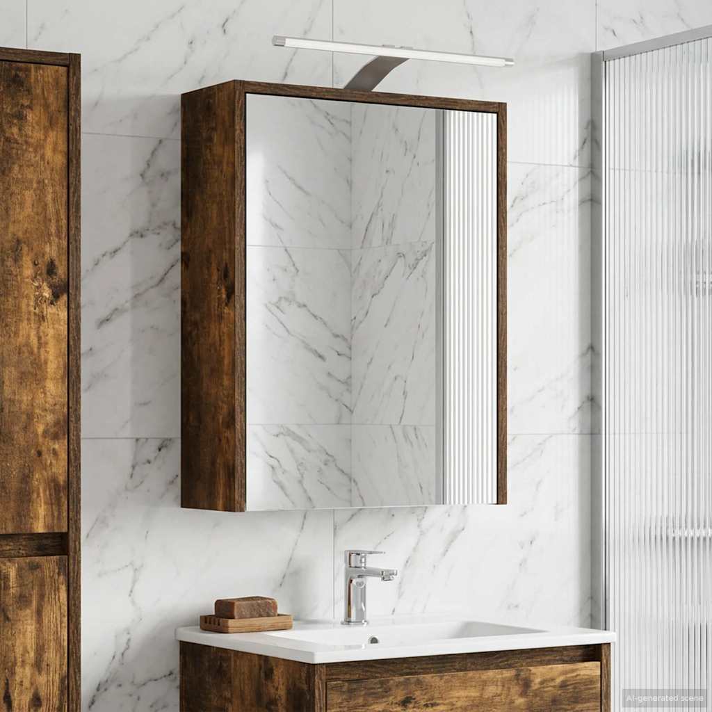 Kylpyhuoneen Peilikaappi hyllyllä Savupähkinä 43 x 16 x 62,5 cm