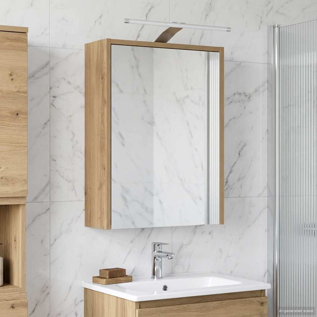 Kylpyhuoneen Peilikaappi hyllyllä Taidekoivu 43 x 16 x 62,5 cm