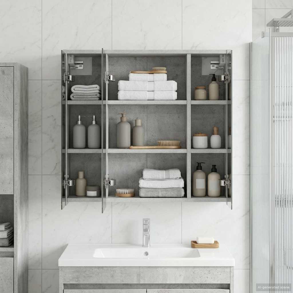 Kylpyhuoneen Peilikaappi Betoni Harmaa 63,5 x 16 x 62,5 cm