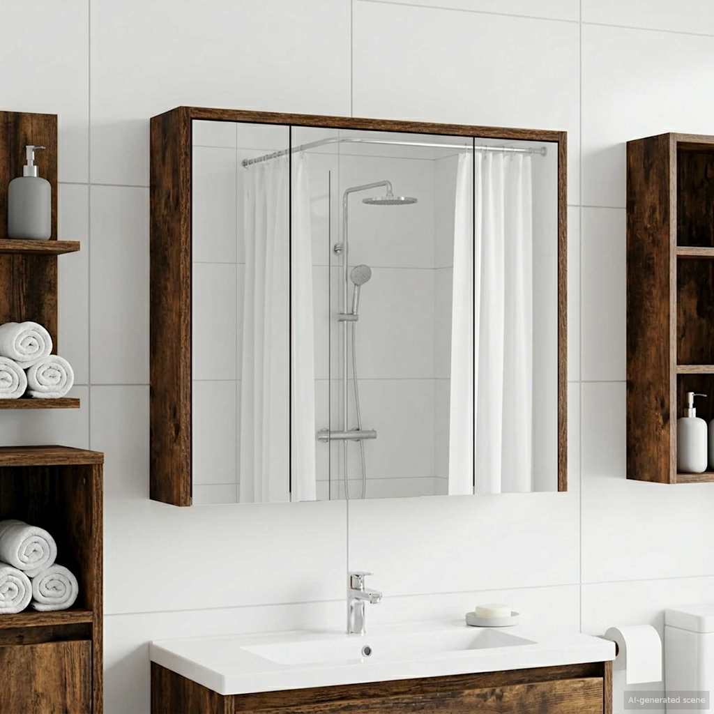 Kylpyhuoneen Peilikaappi Savupähkinä 63,5 x 16 x 62,5 cm