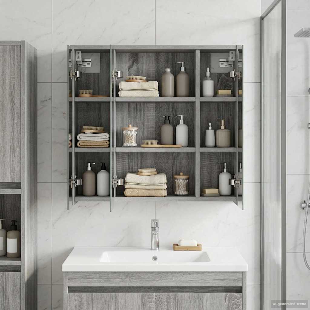 Kylpyhuoneen Peilikaappi Harmaa Sonoma 63,5 x 16 x 62,5 cm