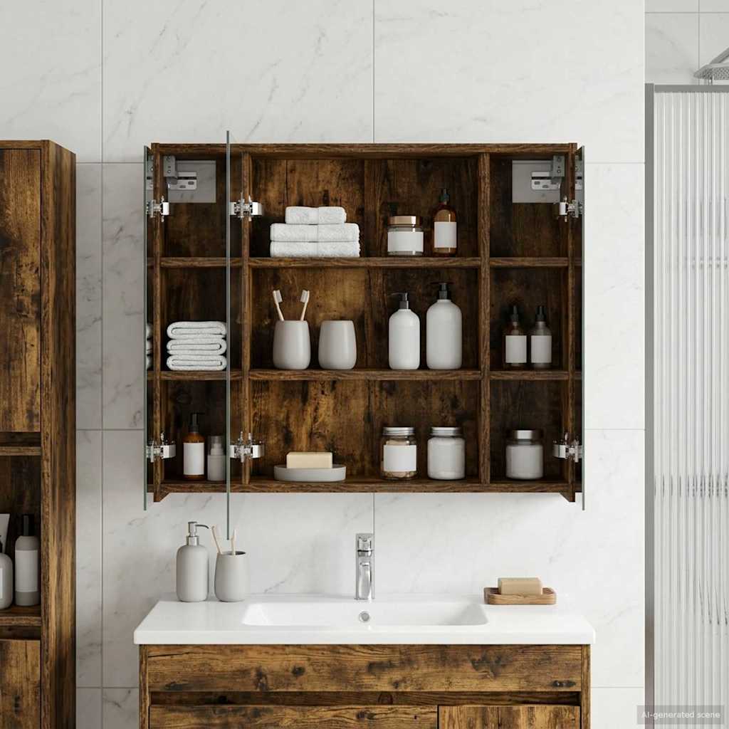 Kylpyhuoneen Peilikaappi Savupähkinä 73,5 x 16 x 62,5 cm