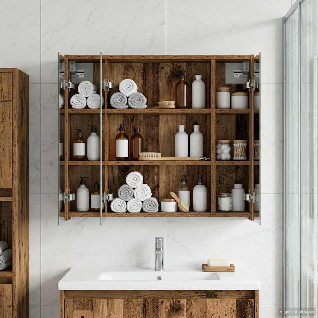 Kylpyhuoneen Peilikaappi Vanha puu 73,5 x 16 x 62,5 cm