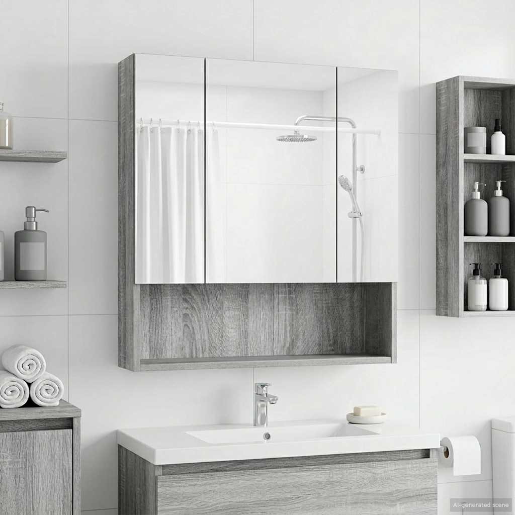 Kylpyhuoneen Peilikaappi ovella Harmaa Sonoma 60 x 14.5 x 70 cm