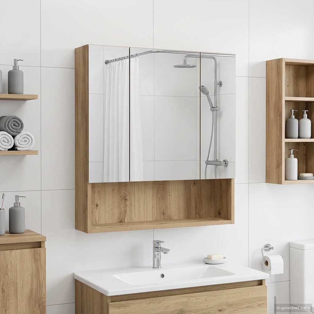 Kylpyhuoneen Peilikaappi hyllyllä Taidekoivu 60 x 14.5 x 70 cm