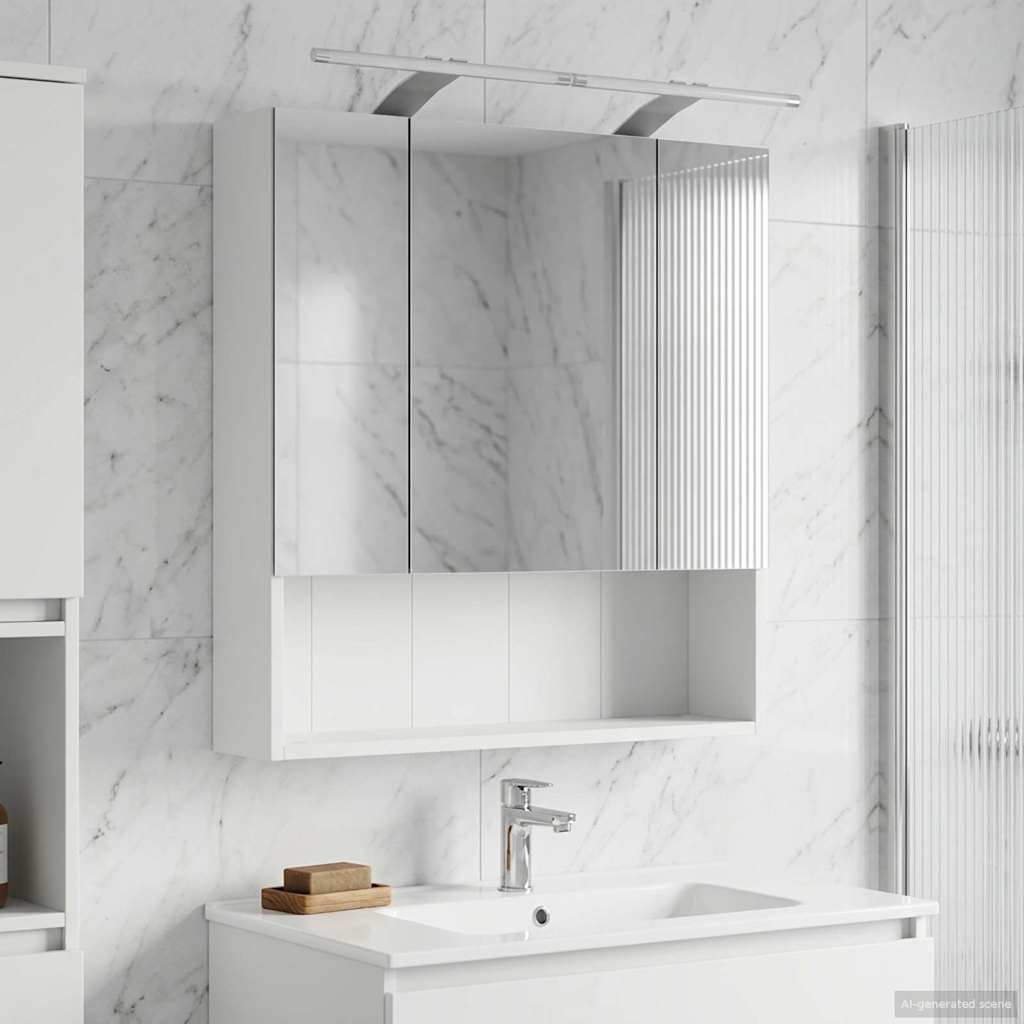 Kylpyhuoneen Peilikaappi hyllyllä Valkoinen 60 x 14.5 x 70 cm