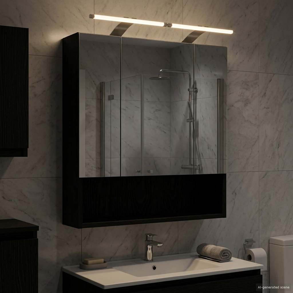 Kylpyhuoneen Peilikaappi ovella Musta tammi. 60 x 14.5 x 70 cm