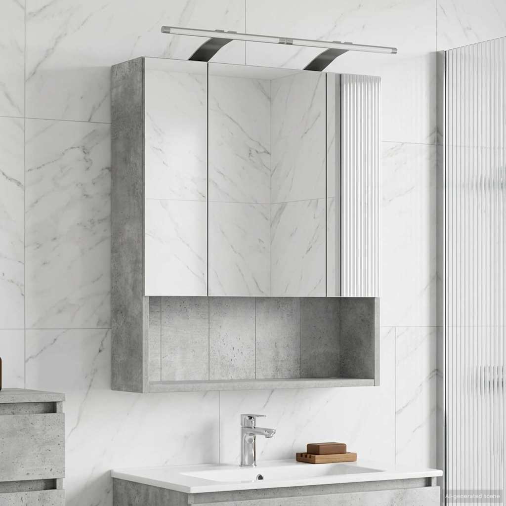 Kylpyhuoneen Peilikaappi ovella Betoni Harmaa 60 x 14.5 x 70 cm