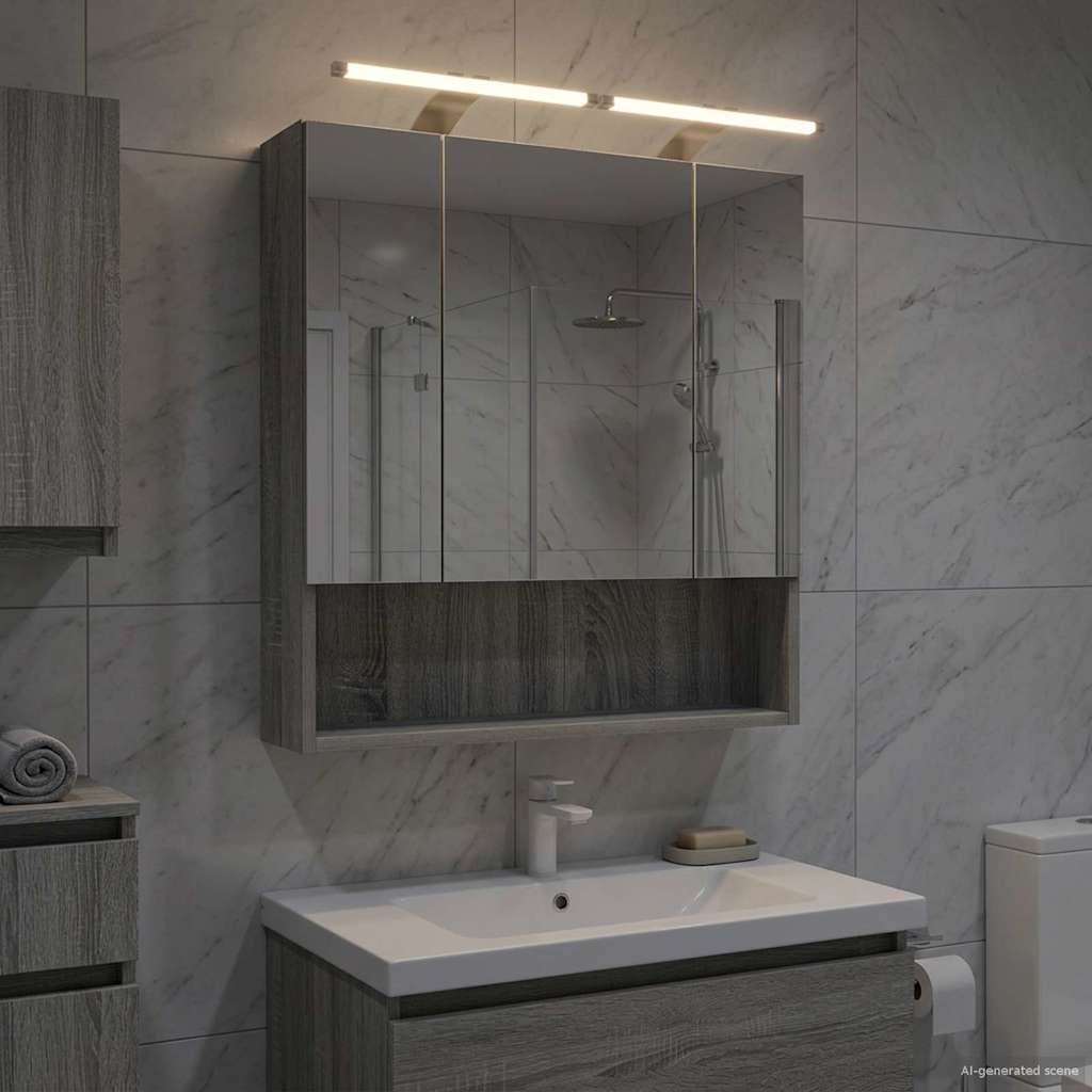 Kylpyhuoneen Peilikaappi ovella Harmaa Sonoma 60 x 14.5 x 70 cm