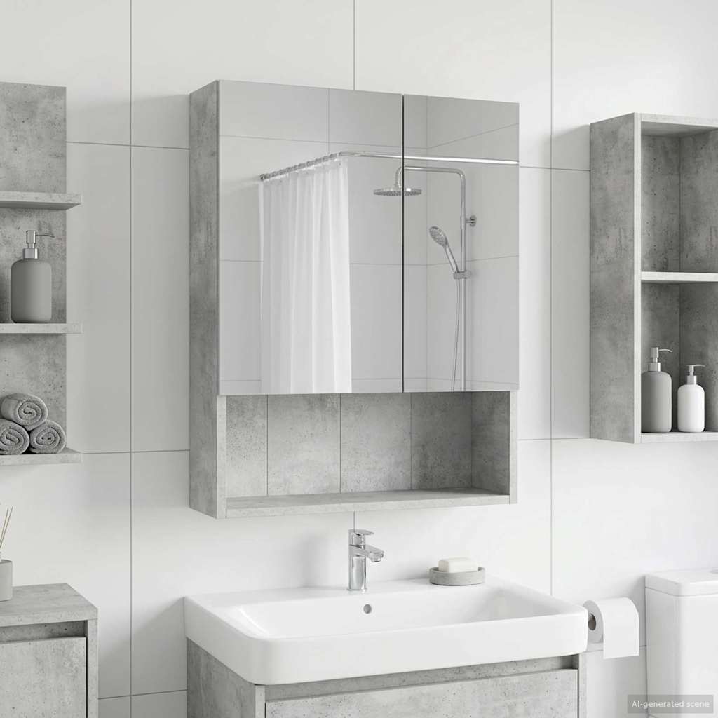 Kylpyhuoneen Peilikaappi ovella Betoni Harmaa 50 x 14,5 x 70 cm