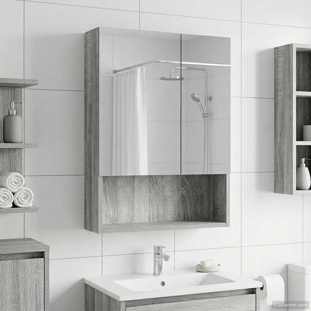 Kylpyhuoneen Peilikaappi ovella Harmaa Sonoma 50 x 14,5 x 70 cm