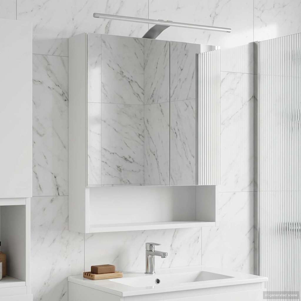 Kylpyhuoneen Peilikaappi hyllyllä Valkoinen 50 x 14,5 x 70 cm