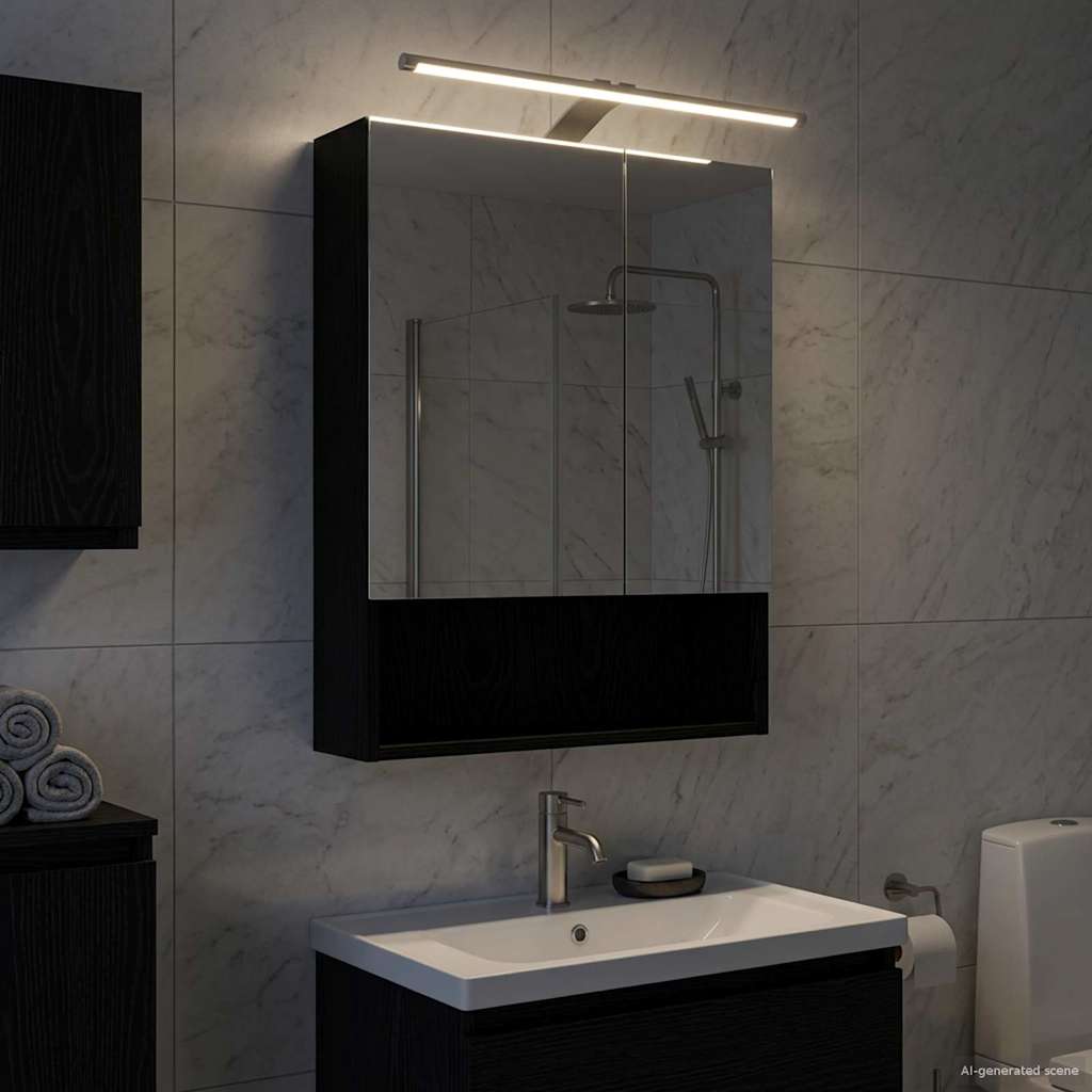 Kylpyhuoneen Peilikaappi ovella Musta tammi. 50 x 14,5 x 70 cm