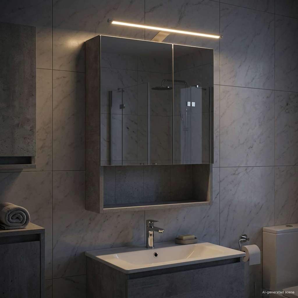 Kylpyhuoneen Peilikaappi ovella Betoni Harmaa 50 x 14,5 x 70 cm