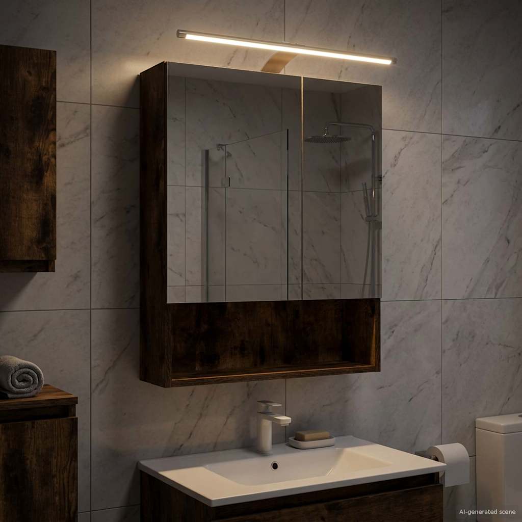 Kylpyhuoneen Peilikaappi hyllyllä Savupähkinä 50 x 14,5 x 70 cm