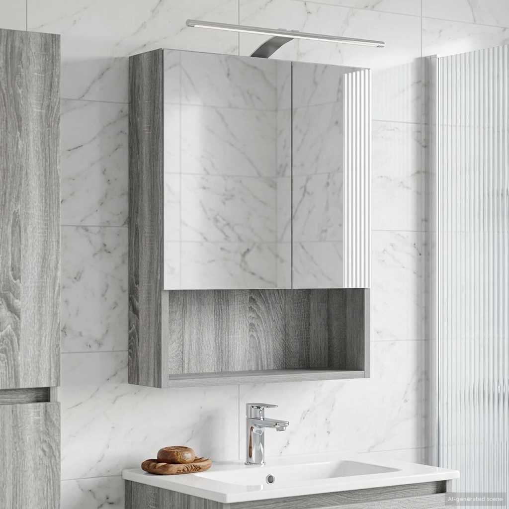 Kylpyhuoneen Peilikaappi ovella Harmaa Sonoma 50 x 14,5 x 70 cm