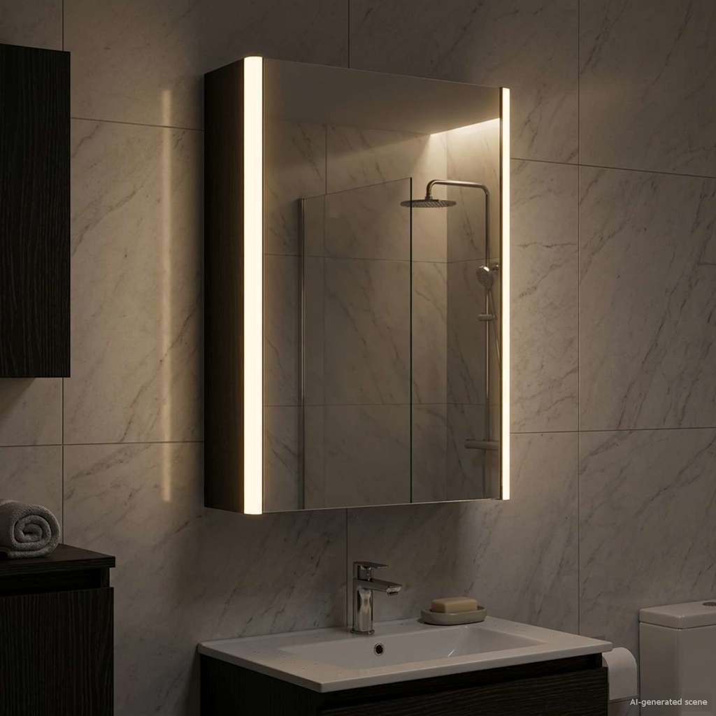 Kylpyhuoneen Peilikaappi Musta tammi. 33 x 11,5 x 50 cm