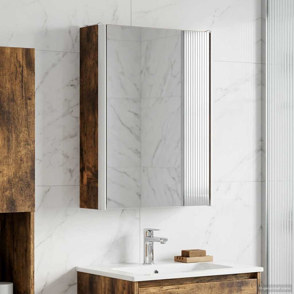 Kylpyhuoneen Peilikaappi Savupähkinä 33 x 11,5 x 50 cm