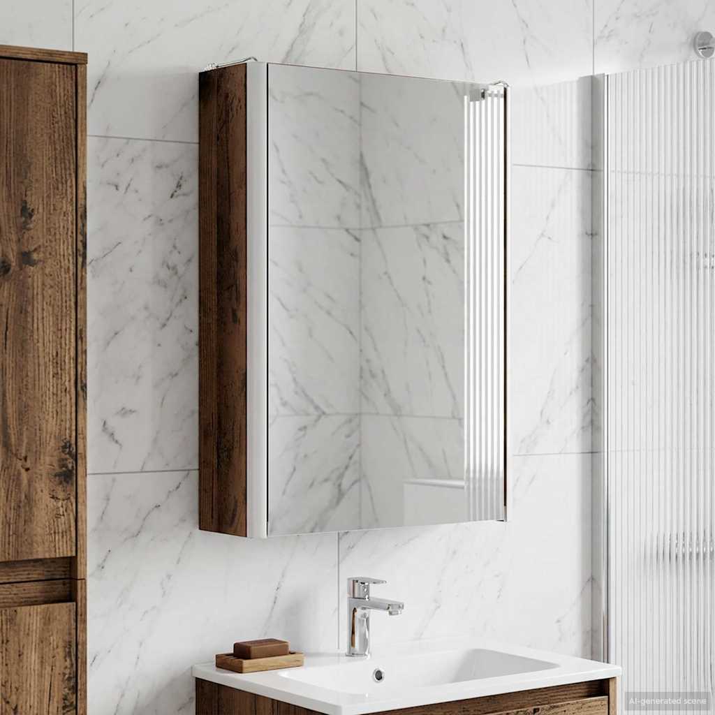 Kylpyhuoneen Peilikaappi Vanha puu 33 x 11,5 x 50 cm