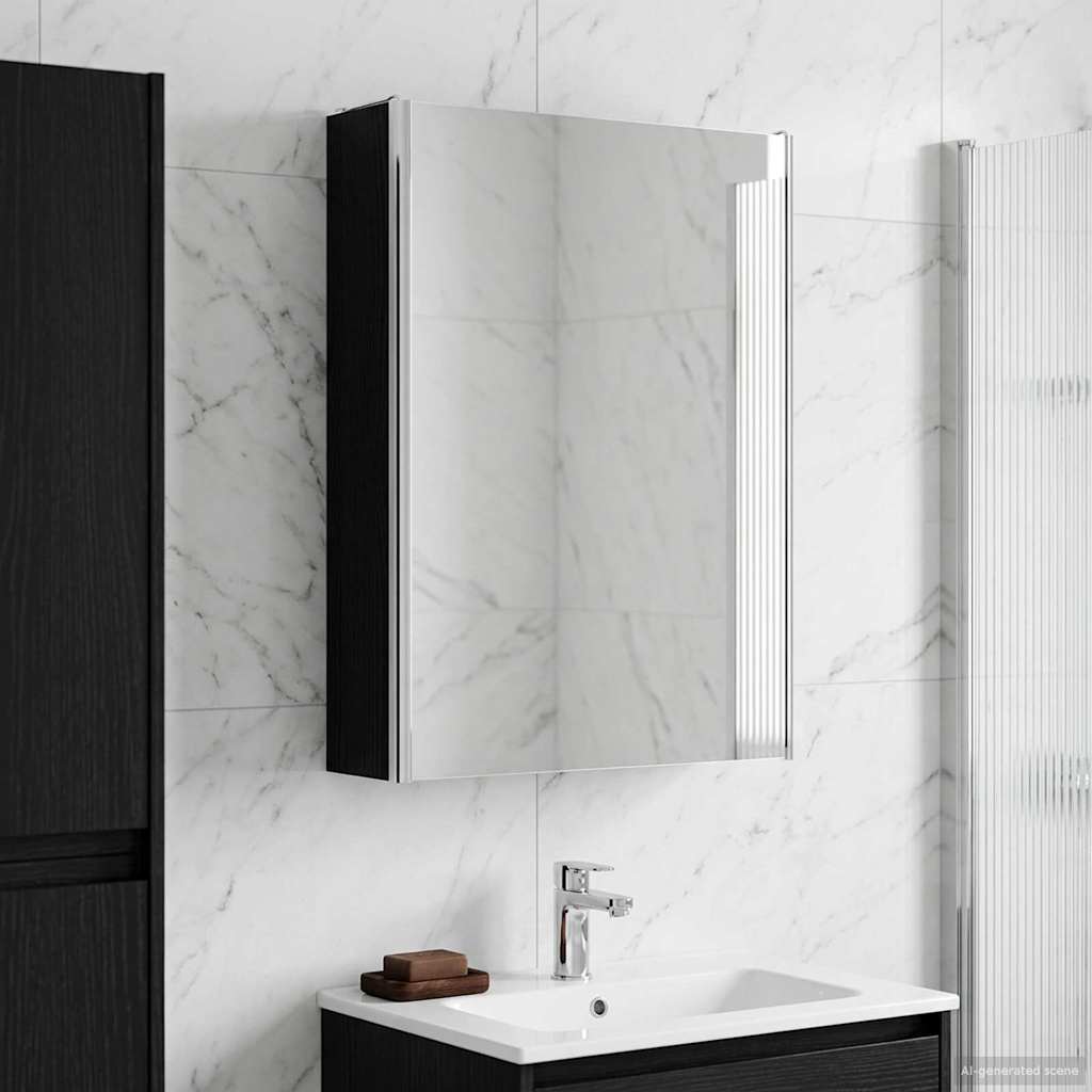 Kylpyhuoneen Peilikaappi Musta tammi. 53,5 x 15,5 x 70 cm