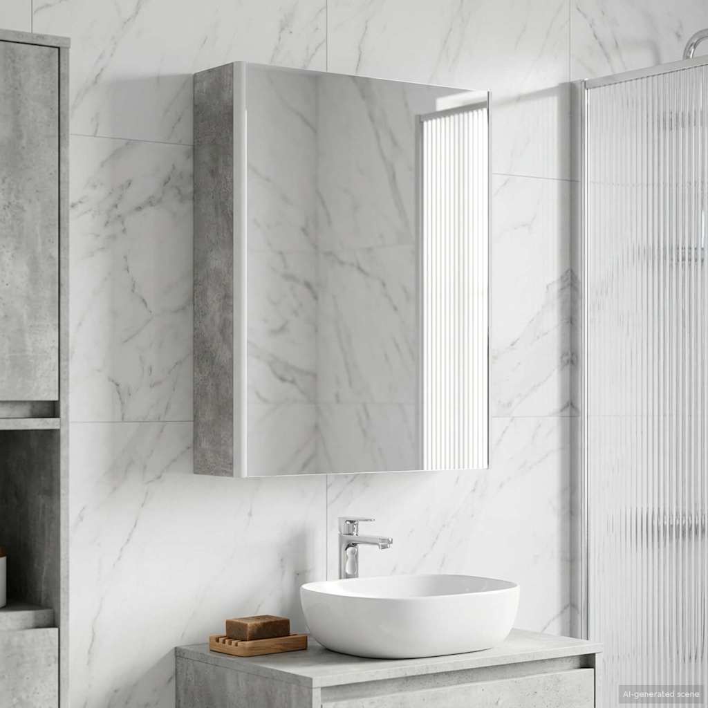 Kylpyhuoneen Peilikaappi Betoni Harmaa 53,5 x 15,5 x 70 cm